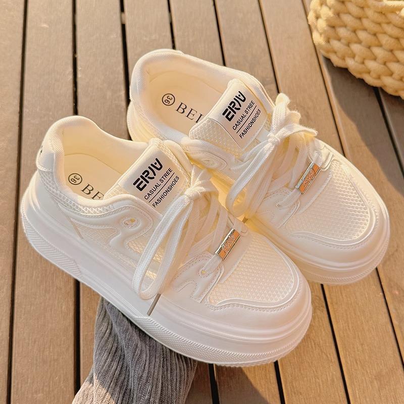 Platform white shoes women's spring and summer women's shoes breathable mesh heightening shoes with wide-leg pants shoes versatile sports 