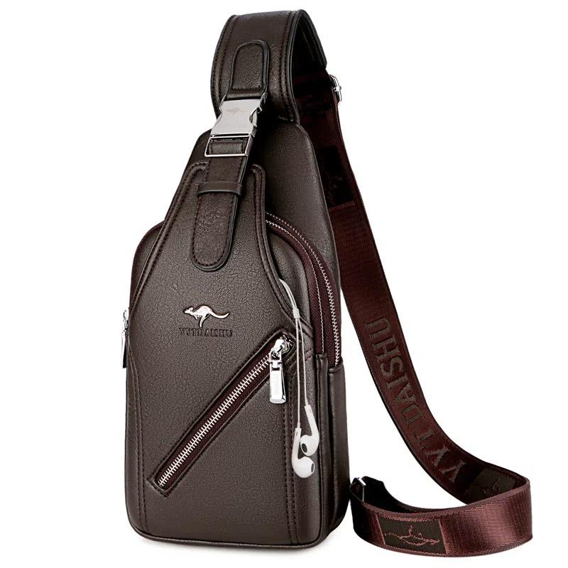 

Брендовая кожаная нагрудная сумка Tide, мужская сумка, мужская сумка-мессенджер, модная сумка на плечо, мужская нагрудная сумка, повседневная сумка 32cm*7cm*17cm коричневый