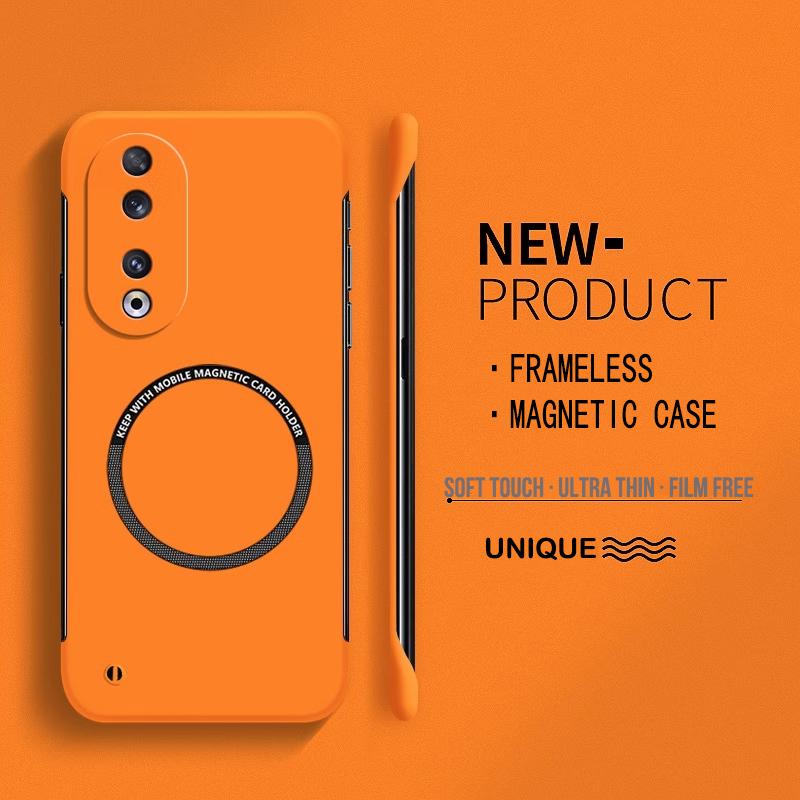 Ultra Thin Hard PC Magnetic Frameless Phone Case For Magsafe Huawei Honor 100 90 80 70 60 50 Pro SE X9A Matte Color Solid Cover