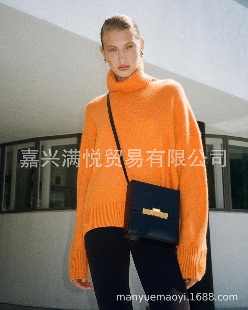 **Women's Thickened Knit Top Autumn Winter Loose Turtleneck Sweater Oversized High Neck Jumper**