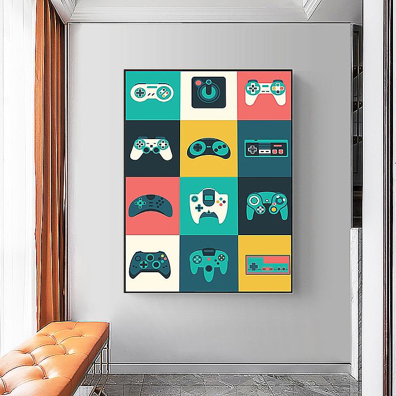 Video Game Controller Canvas Art Paintings Poster and Prints Gaming Room Wall Art Picture for Player Boy Room Decoration No Frame