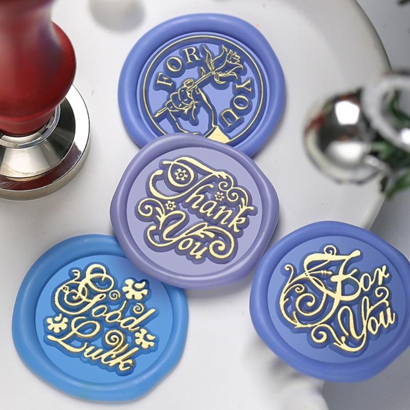 5Pcs Butterfly Rose Embossed Seal Stamp Replaceable Seal Stamp Head for Letter Envelope Christmas Card Party Invitations