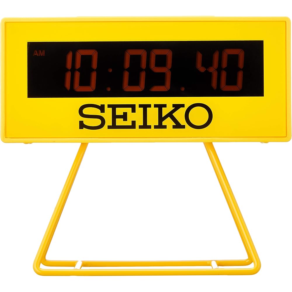 Seiko Clock SQ815Y Digital Mini Timer Clock, Yellow, 93 x 104 x 45mm