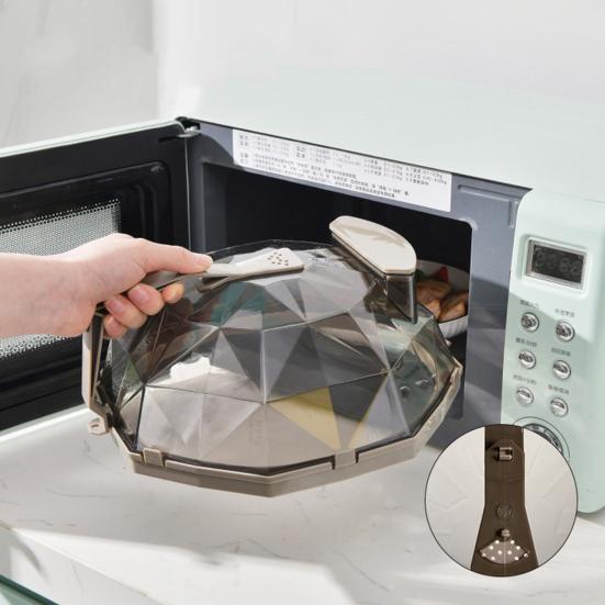 Microwave Splatter Cover with Water Steamer And Handle Tall Dome Food Cover Keeps Food Moist Saves Time And Energy Easy Clean Splash Guard for