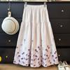 Romantic French Embroidered Floral Pleated A-line Skirt - Spring 2026