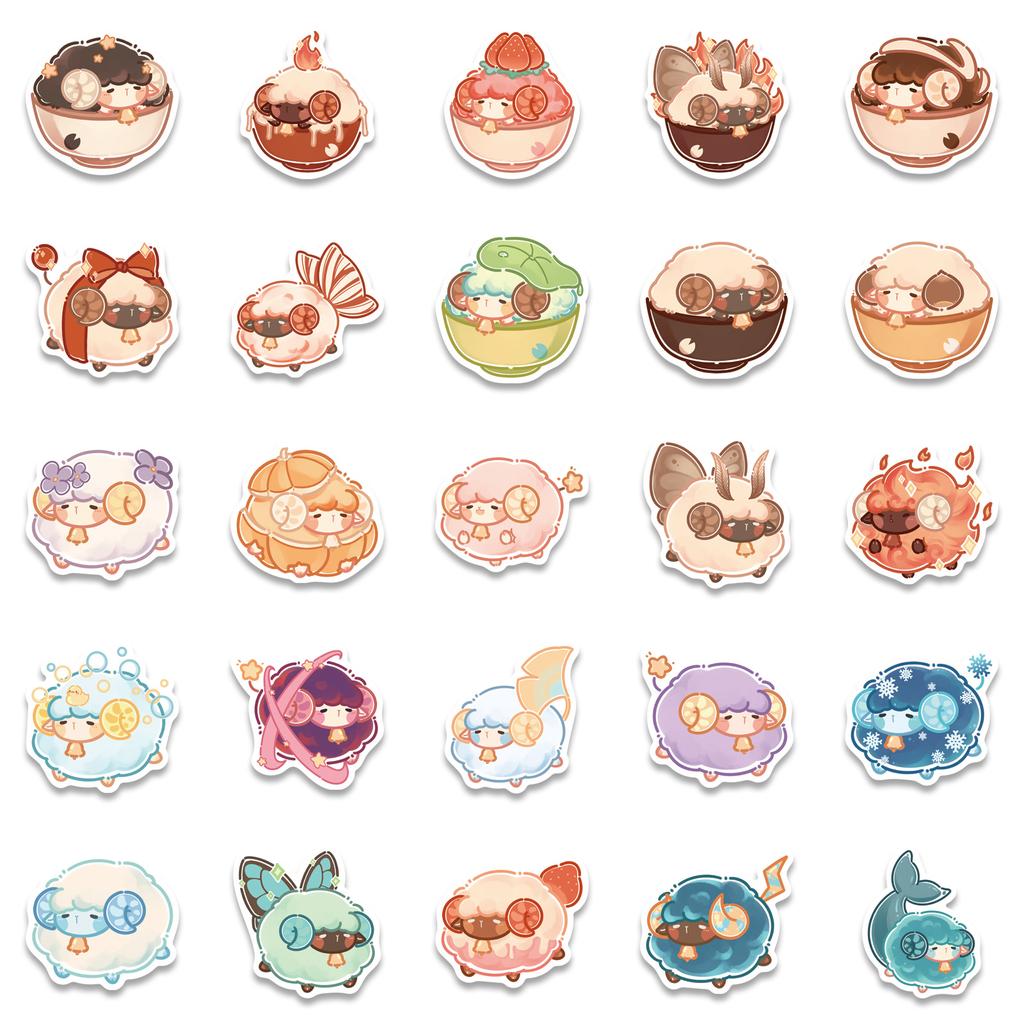 50 Cartoon Magic Lamb Graffiti Stickers Trolley Box Water Cup Diary Waterproof DIY Stickers