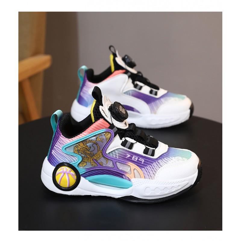 Kids Basketball Shoes With Quiet Sole Design Breathable Mesh Upper Non-Slip Durable Sports Sneakers Boys Girls