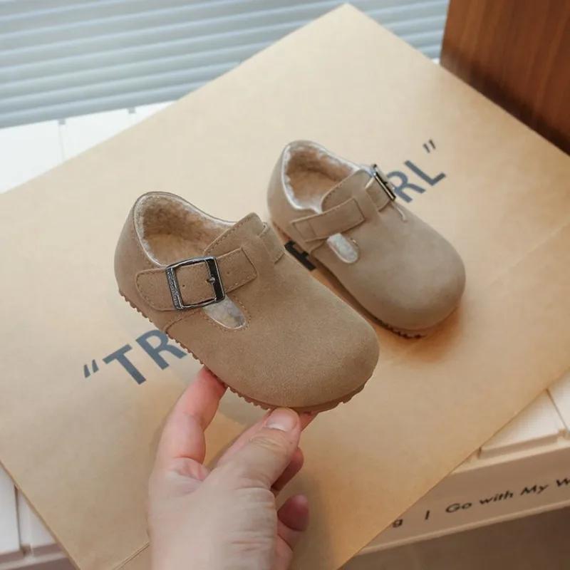 Toddler Kids Casual Shoes Plush Warm Buckle Soft Children Flats Boys Girls Autumn Winter Leisure Fashion Baby's Cotton Shoes