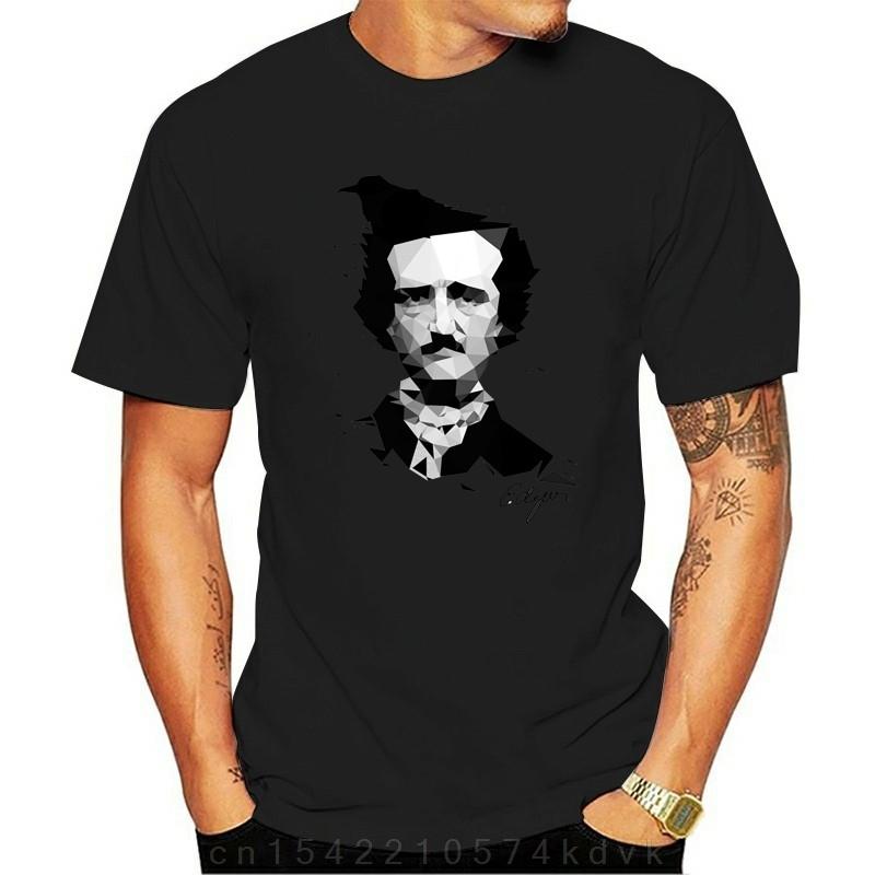 Edgar Allan Poe Tshirt Men T Shirts The Raven Geometric Graphic Clothing Poetry Tshirt Cotton Tops Tees Art Designer