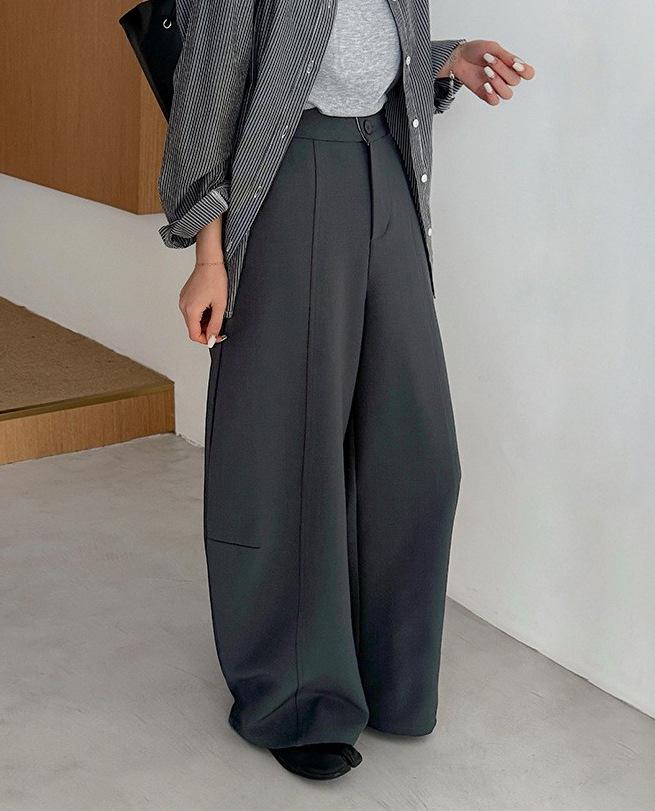 

Elegant Wide-Leg Curved Dress Pants - 2026 Spring Collection: Slimming, Floor-Length, Versatile Style XL темно серый
