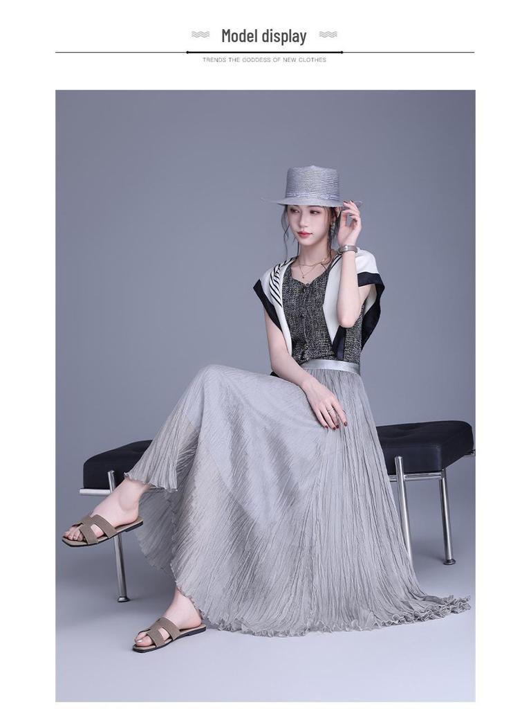 Elegant Mesh Draped Midi Skirt - Spring 2026 Collection: Irregular Hem & Pleated Design