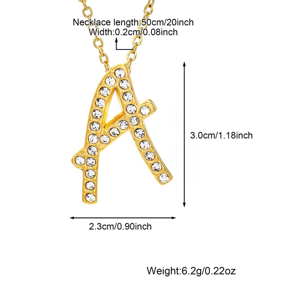 Atoztide Zircon Letter Pendant Necklace for Women Men Full Stone Alphabet Initial Name Monogram Charm Necklace Jewelry Gift