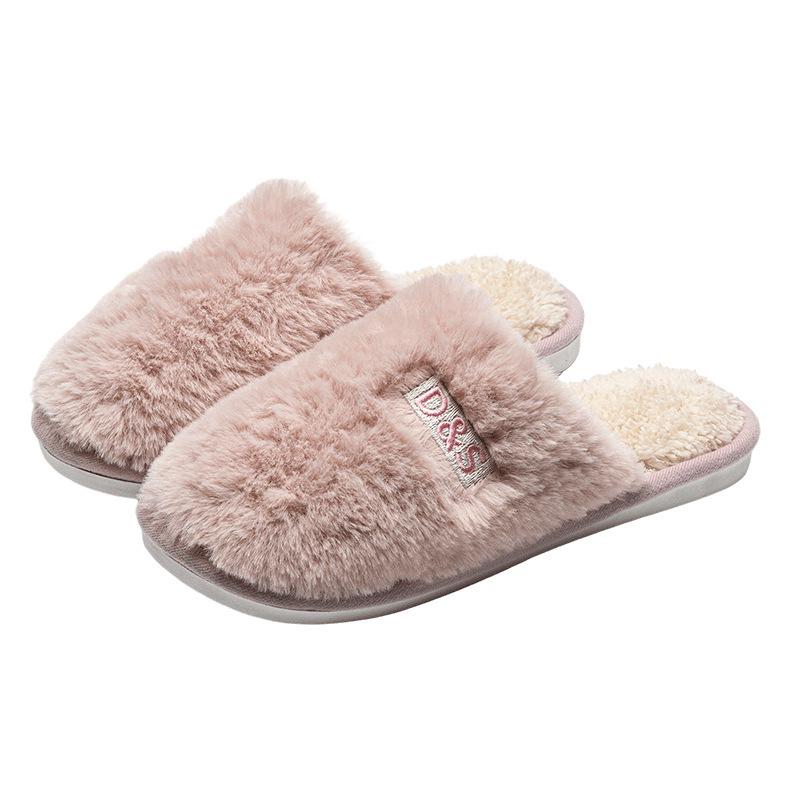 2026 Women's & Men's Non-Slip Warm Plush Closed-Toe Cotton Slippers for Autumn/Winter Indoor Use