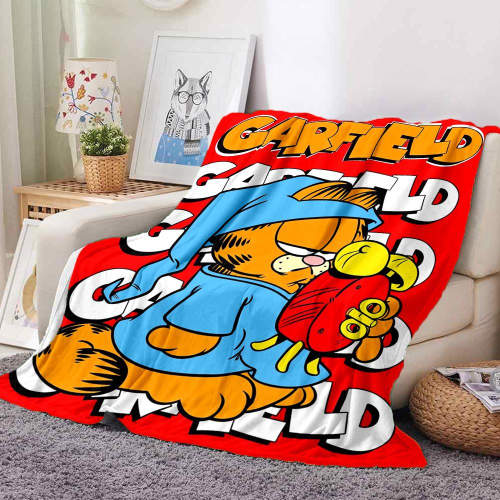 1Pc Garfield'S Cozy Adventure Flannel Blanket, Soft And Comfortable, Casual Warm, Camping Travel, Christmas, Halloween Xmas Gift El127