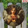 Valentine's Day Angel Metal Wall Art, Glowing Heart Wings Aluminum Sign