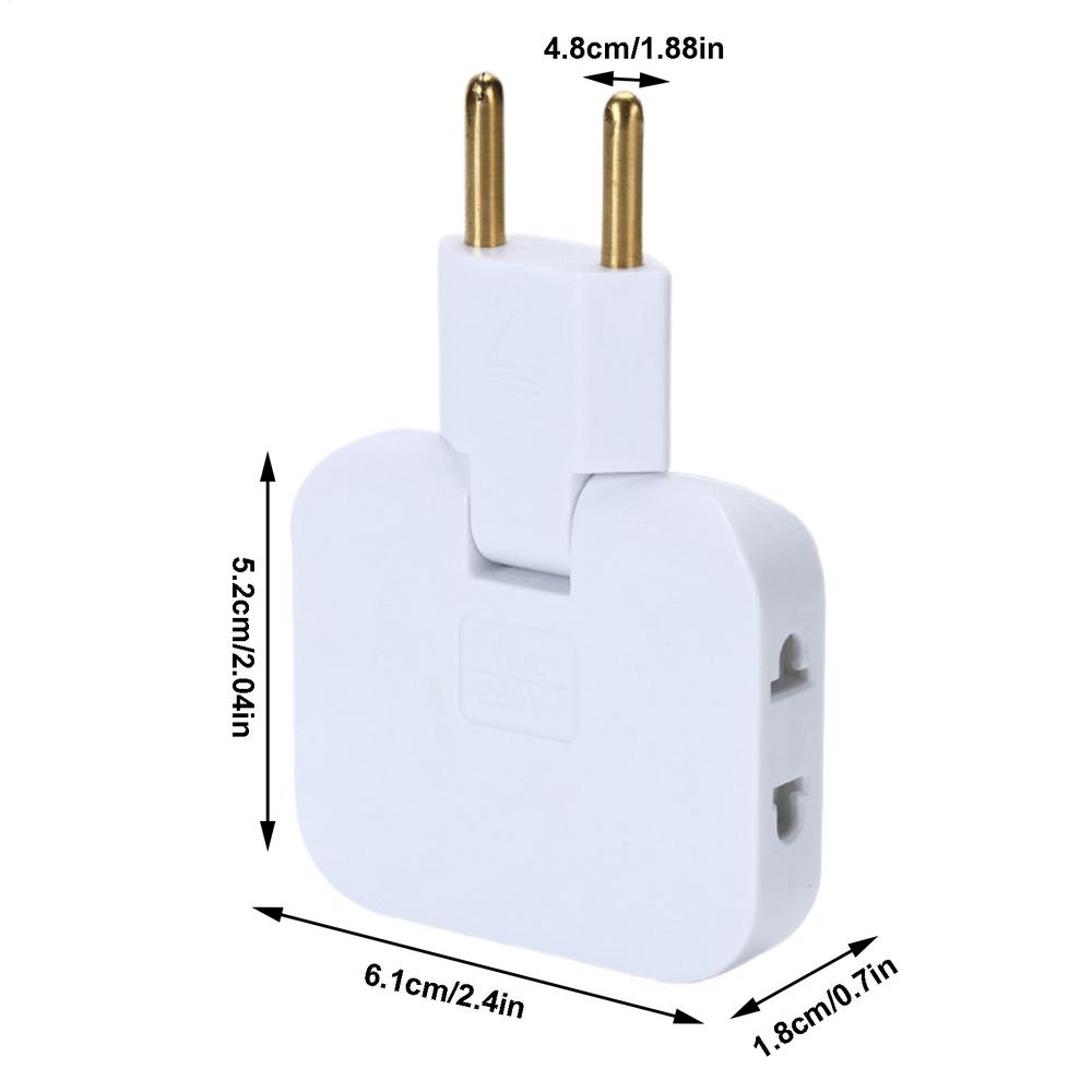 

3 In1 EU Power Socket Plug Adapter 2500W 16A 250V EU Travel Aadapters Power Converter 180 Degree Rotating Tip Flat Wall A