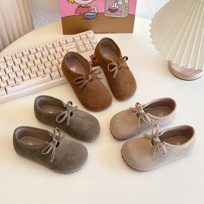 2026 Spring/Autumn Girls' Stylish Leather Slip-on Loafers, Retro Fashion Birkenstock-Style Driving Shoes