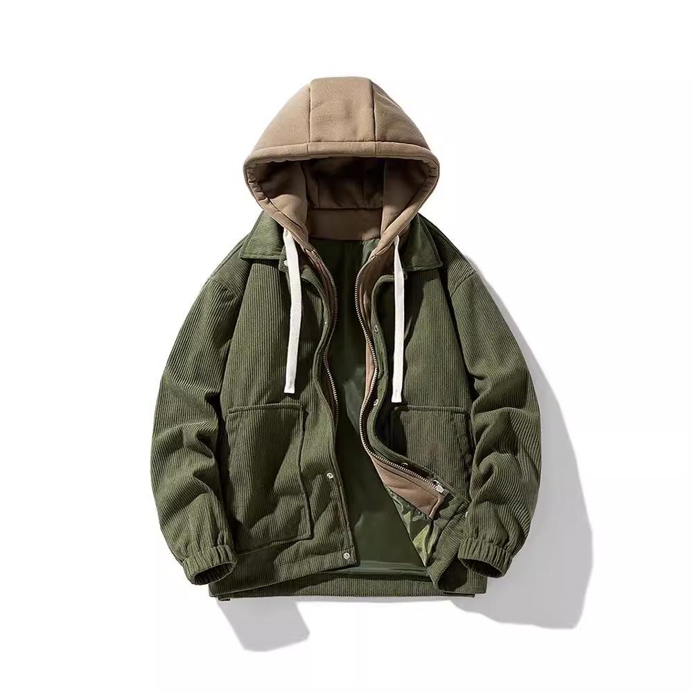 Fake Two Casual Coats Men's Spring New Large Size Loose Tooling Cotton Clothes