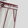 INCERUN Men Zip-up Waist Belt Casual Stitching Thin Harem Pants with Pockets