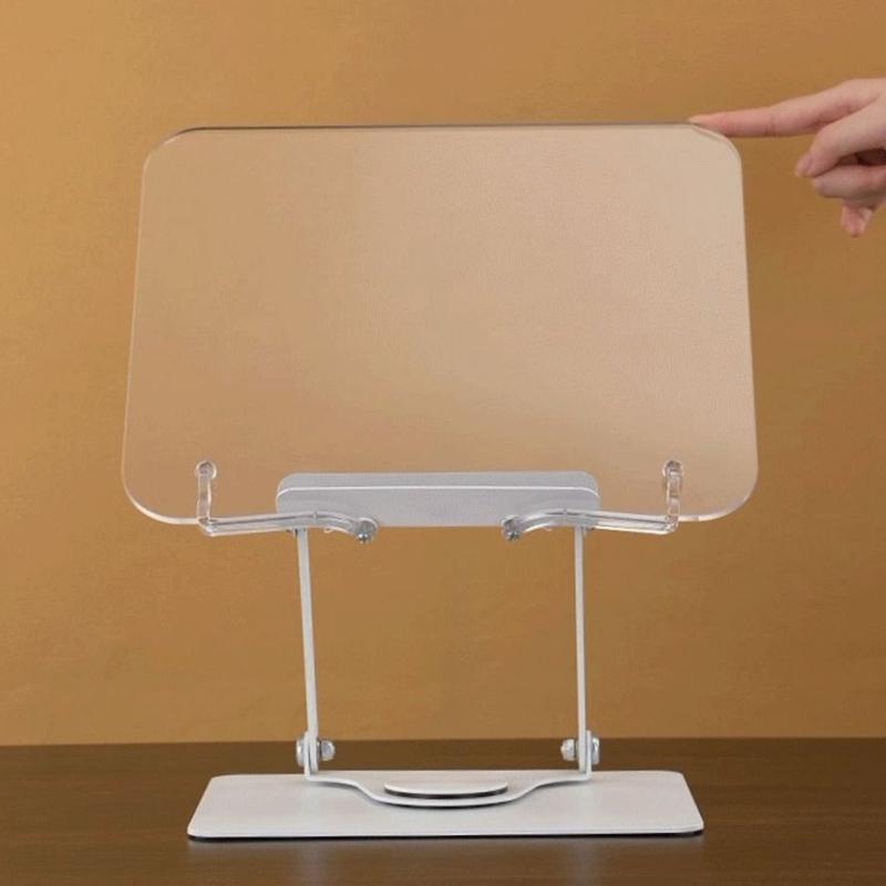 Ergonomic Acrylic Book Stand Height Adjustable and Angle for Reading Study and Cooking Foldable Portable Design