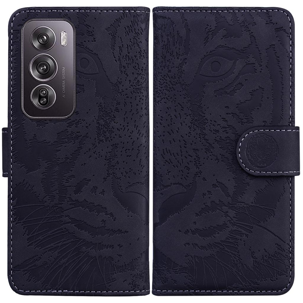 For Oppo Reno12 Pro 5G (Global) Phone Case Tiger Imprint Leather Wallet Cover
