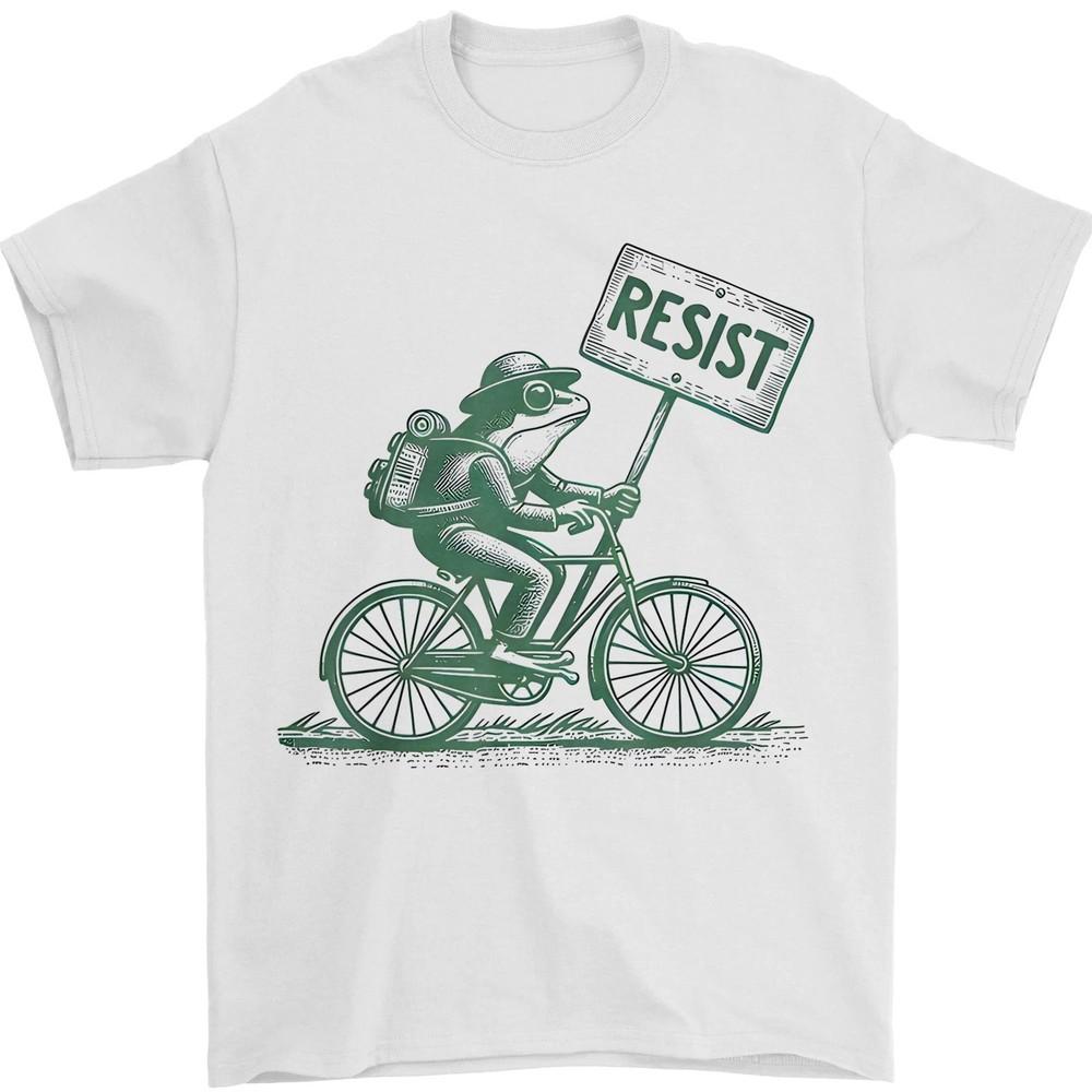 

Portland Frog Protest, Frog On Bike Resist, Frogs Against Fascism Unisex T-Shirt M