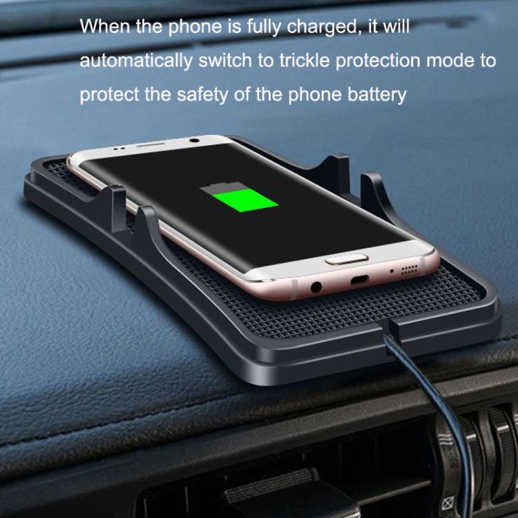 C6 15W 2 In 1 USB Multi-Function Car Wireless Charger Anti-Slip Launching Pad(Black)