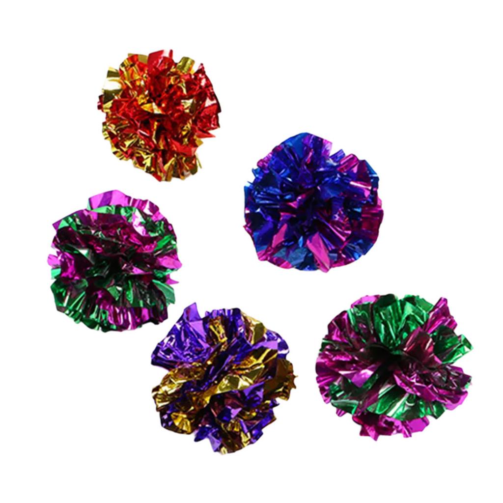 5Pcs Colorful Cats Chewing Toy Ball Shape Safe Improve Mood Toy Crinkling Improve Mood Gift for Kitten