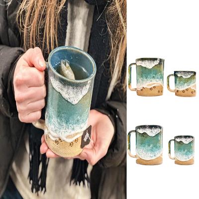 Creative 3d Printed Tea Mug Ceramic Shoreline Coffee Mug Cup Artistic Taste Drinking Water Tool For Milk Hot Drink Home Supply