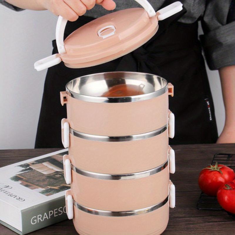 1/2/3/4-lagige Tragbare Thermische Edelstahl-Lunchbox Mehrzweck Mikrowellen-Bento-Box mit Deckeln Auslaufsichere Lebensmittelbehälterbox