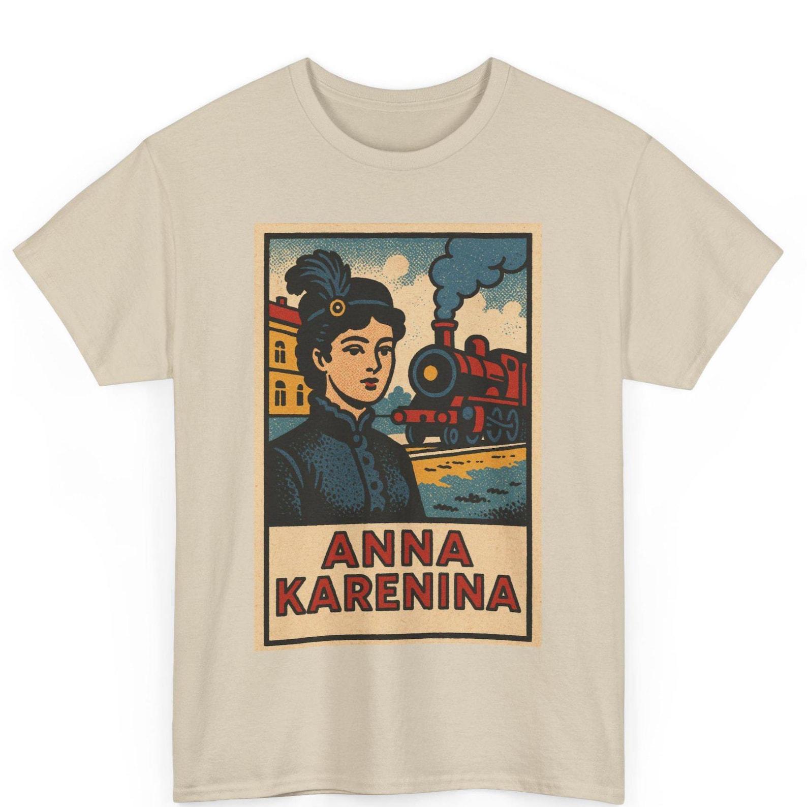 Anna Karenina Comic T Shirt Unisex Retro Style | Leo Tolstoy Vintage Russian Literature Graphic Tee | Bold Tragedy Shirt Gift for book Lover S