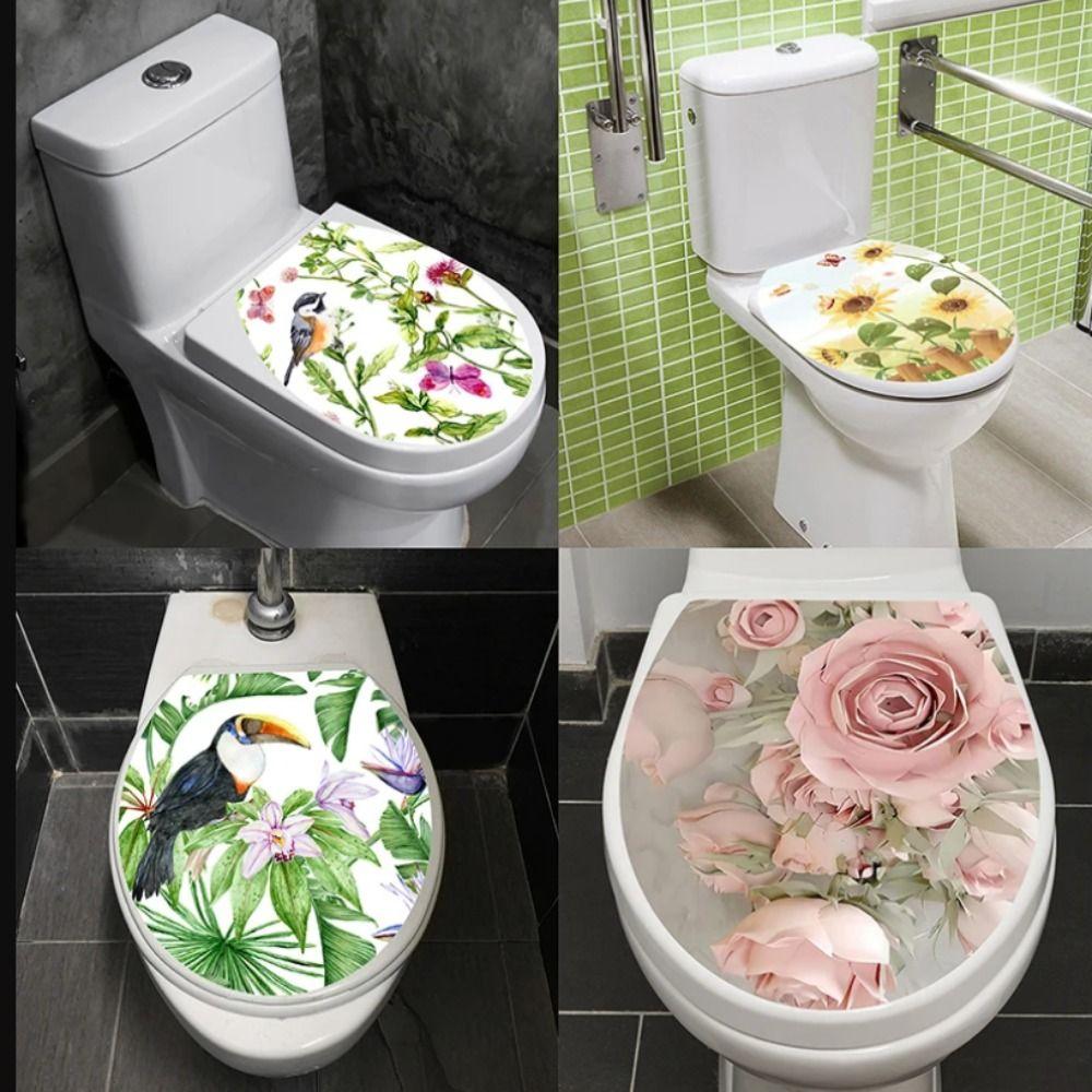 Removable Toilet Pedestal Pan Sticker PVC Commode Sticker Toilet Cover Sticker  Home Decoration