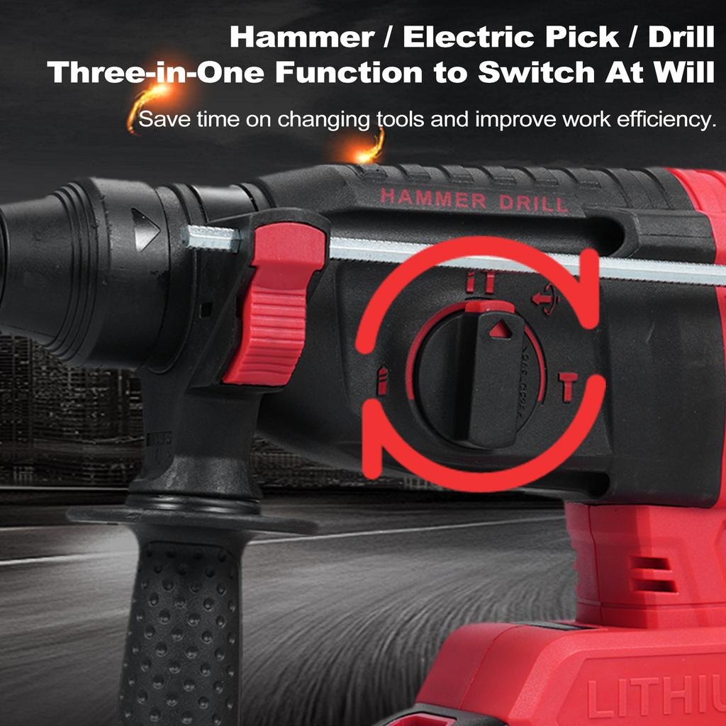 Bürstenloser Bohrhammer Bohrhammer 3 Modi Wahlschalter Variable Geschwindigkeit 360 Grad Verstellbarer Griff