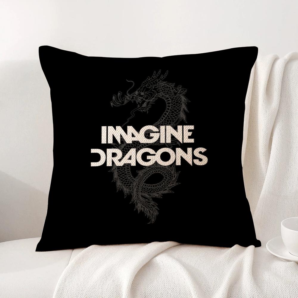 I-Imagine D-Dragons Cushion Cover Summer Coolness Linen Fabric Double-Sided Printing Pillow Case Sofa Home Decor Gift