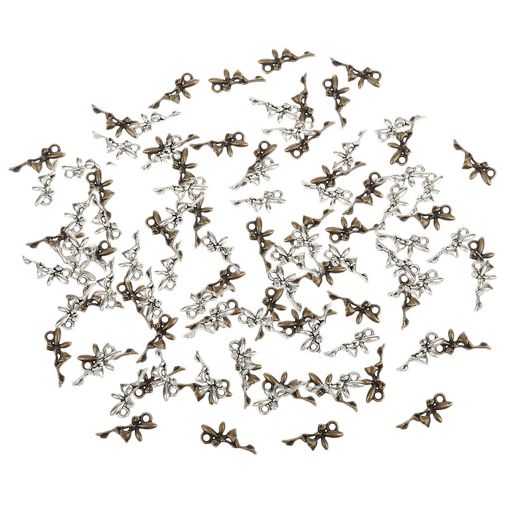 100pcs Angle Fairy Alloy Pendant Charms DIYJewelry Findings Bronze & Sliver