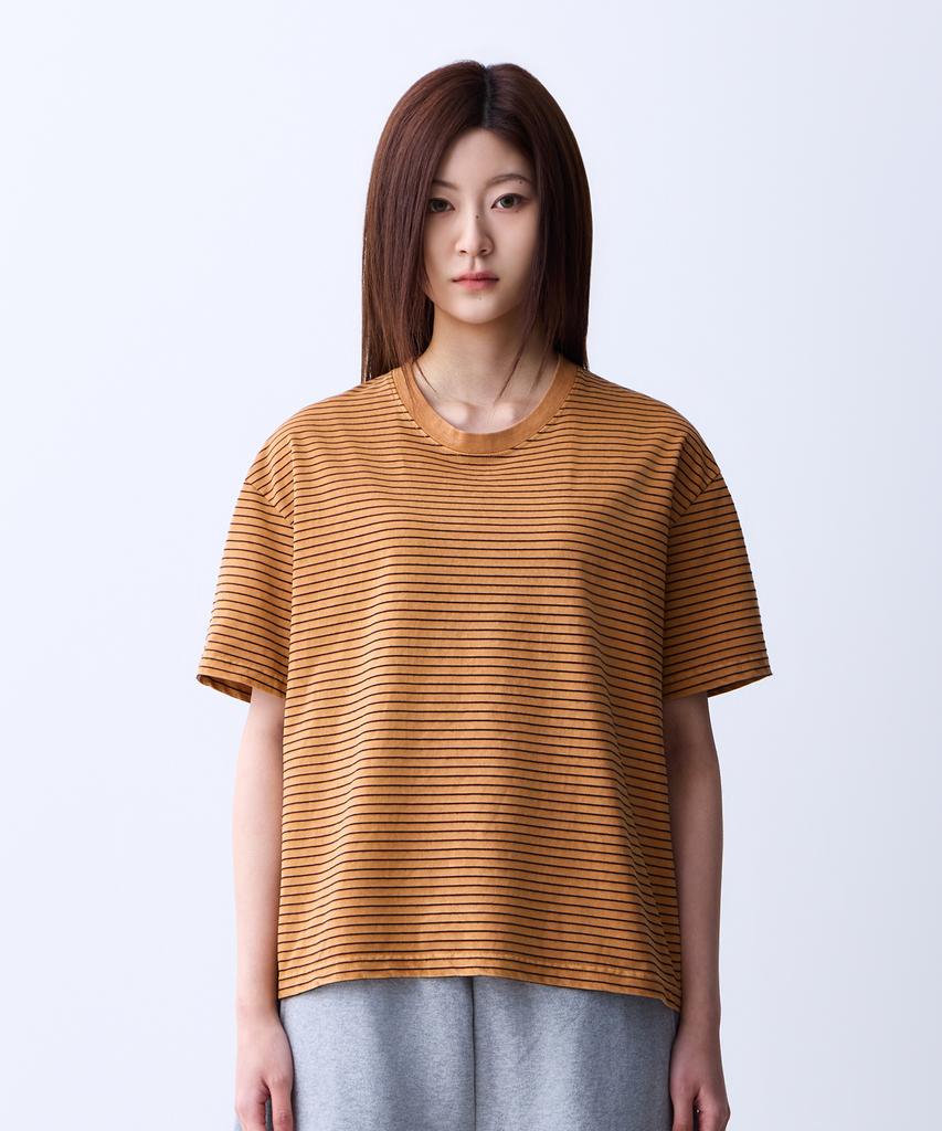 ADERNM Summer Daily Striped Crop T-Shirt Camel