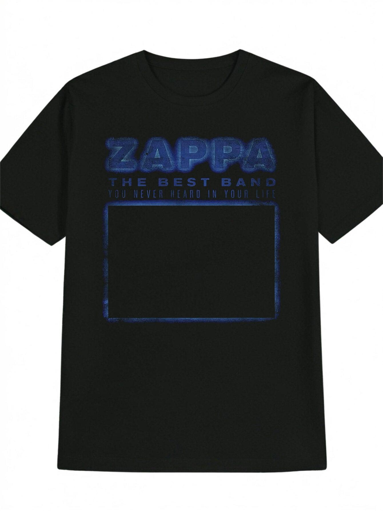 Casual Short Sleeve T-shirt with ZAPPA The Best Band You Never Heard Graphic Print XXXL