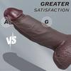 Realistic Black Thick Liquid Silicone Dildo, Soft Skin-Like Texture with Strong Suction Cup, Hands-Free Design, Strap-On Compatible Adult Toy
