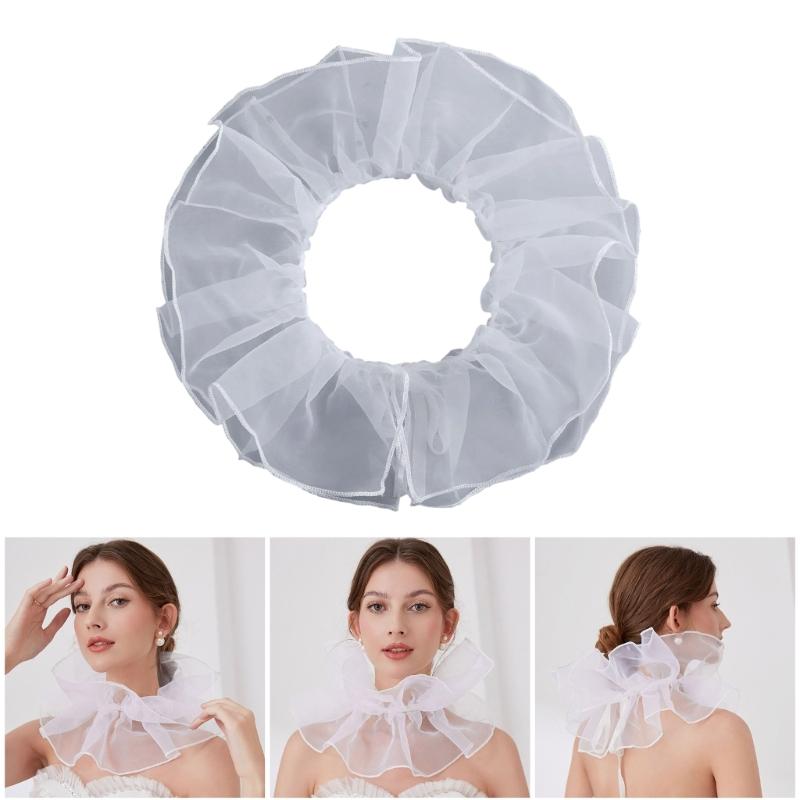 Ruff Collar Ruffled Victorian Cosplay Tie for Shirt Blouse Decorative Spread False Collar Play Costume Accessories