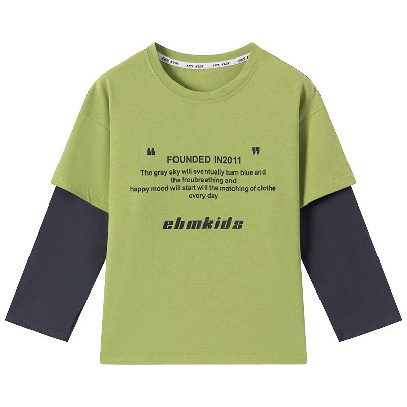 Little Elephant Hamm Boys  Faux 2-Piece Cotton Long Sleeve T-Shirt 140 cm