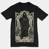 Black T-Shirt Gothic Medieval Knight Castle Print Dark Fantasy Style Suitable for Machine Washing Ideal for Medieval Events