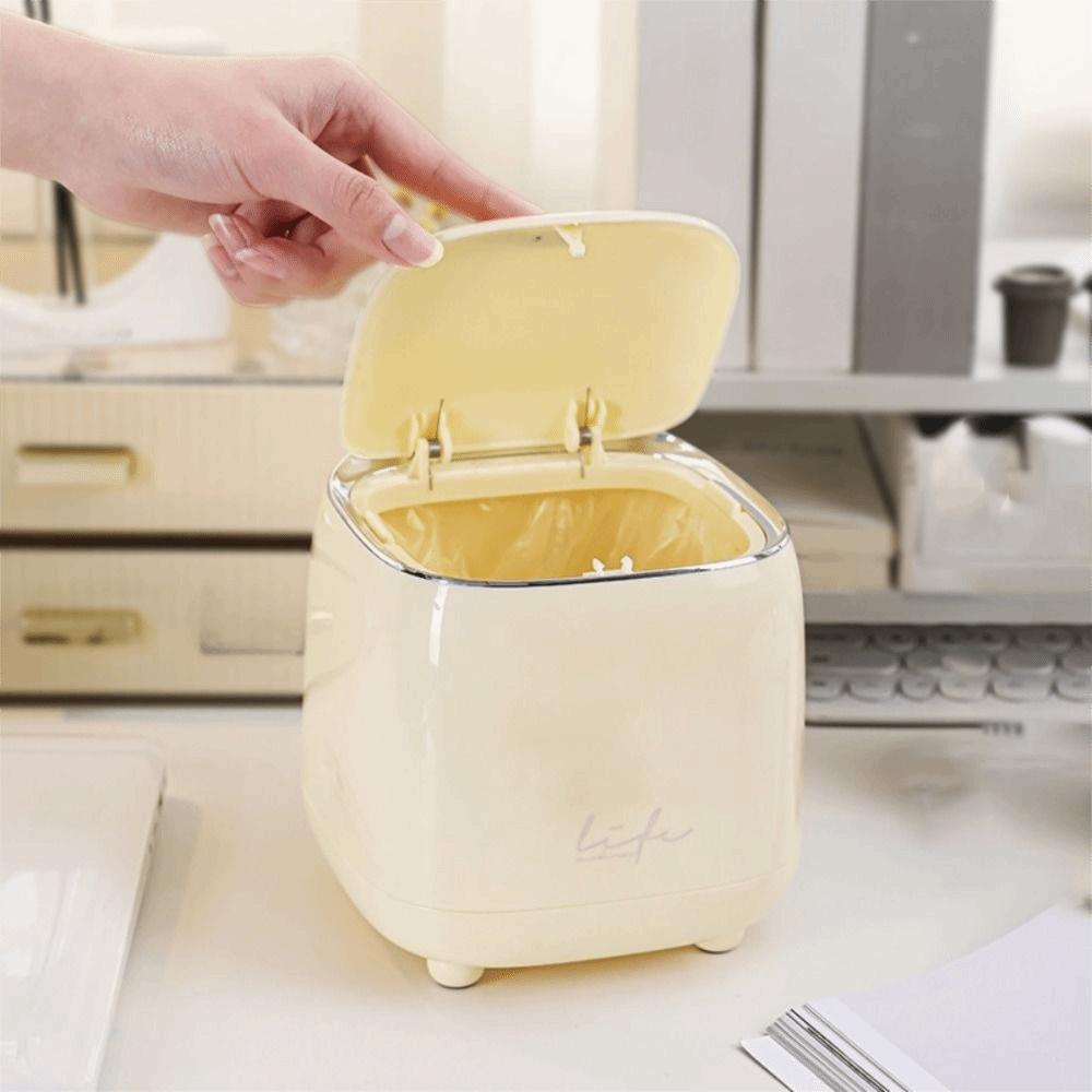 Large Opening Desktop Trash Can Double-layer Design Mini Waste Bin  Coffee Table