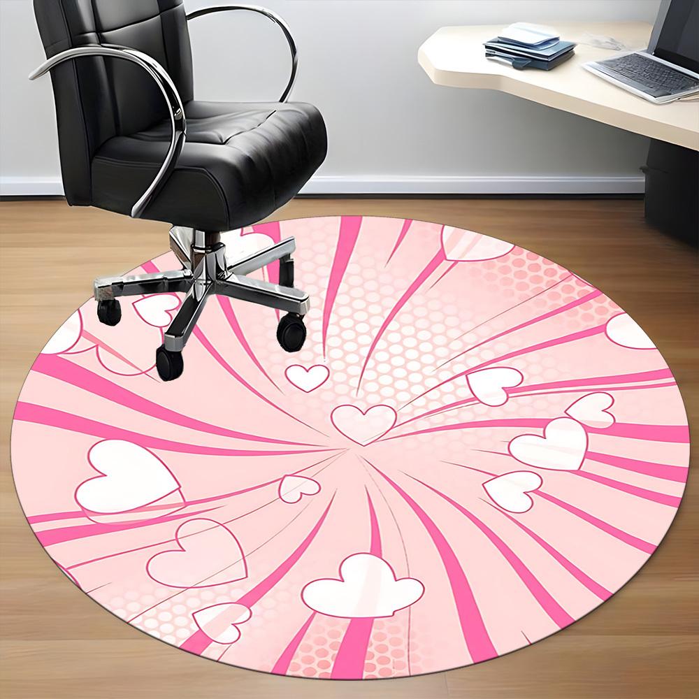 1pc Heartburst Pattern Office Round Rug, Carpet for Office, Gaming, Lightweight Round Floor Mat yy260208005