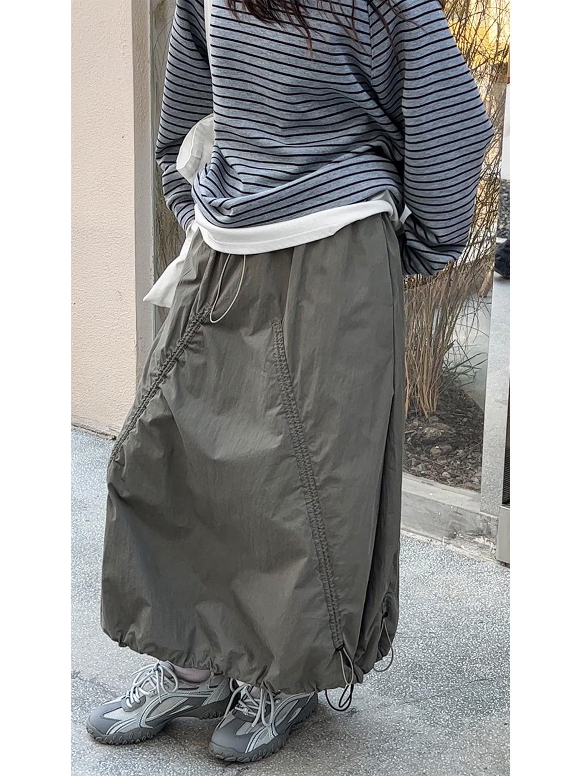 

Johnature Japanese Retro Drawstring Cargo Skirt Women Street A-line Casual Versatile Comfortable Skirts L армия зеленый