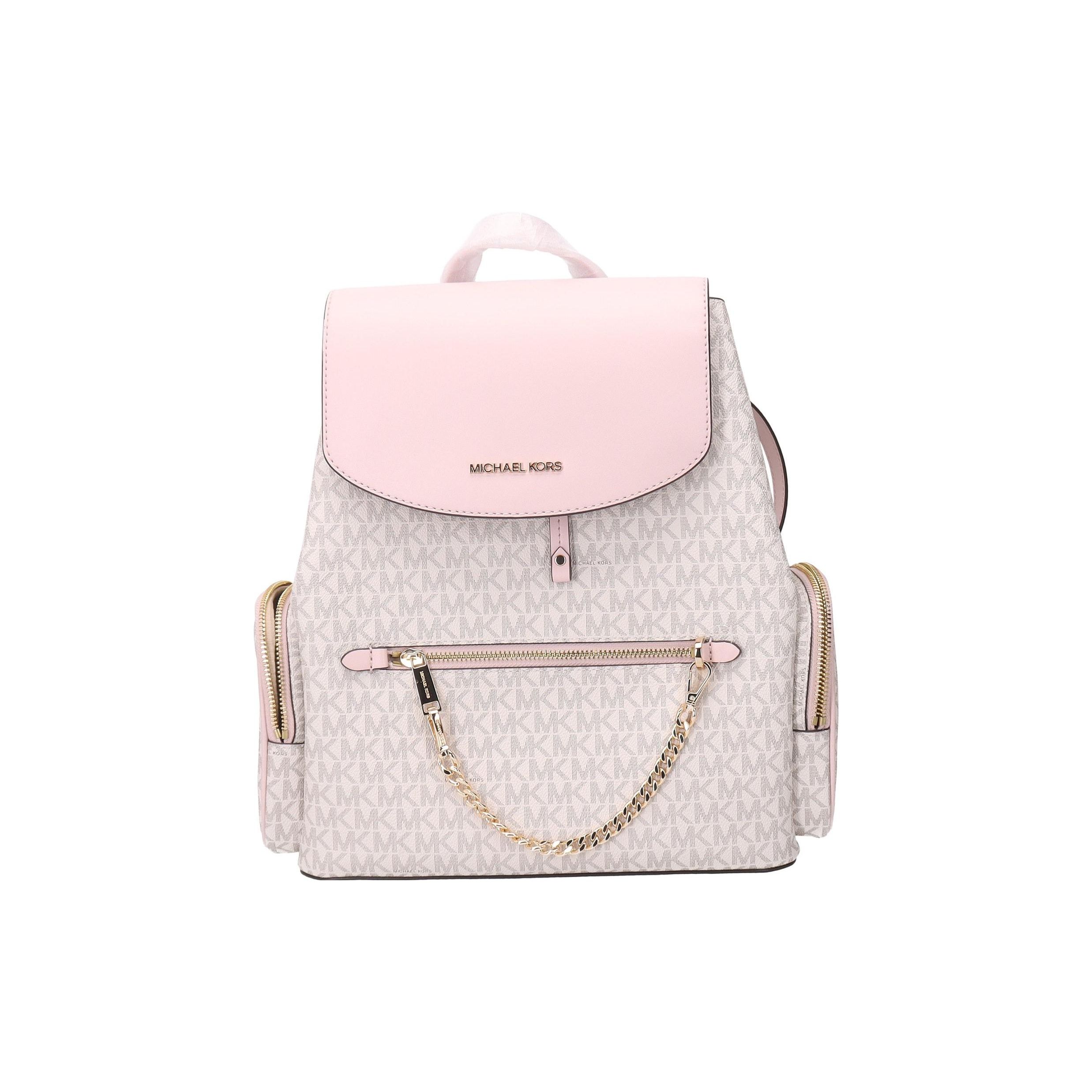 

Michael Kors Floral Print Chain Decor Backpack Women Backpacks Vanilla-White Light-Pink 35T1GTTB3B-640 Basic Set (Bag+Dust Bag)