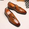 Men's lazy shoes with one foot, new business leather shoes, versatile fringed shoes, British and Korean version of casual large-size leather shoes
