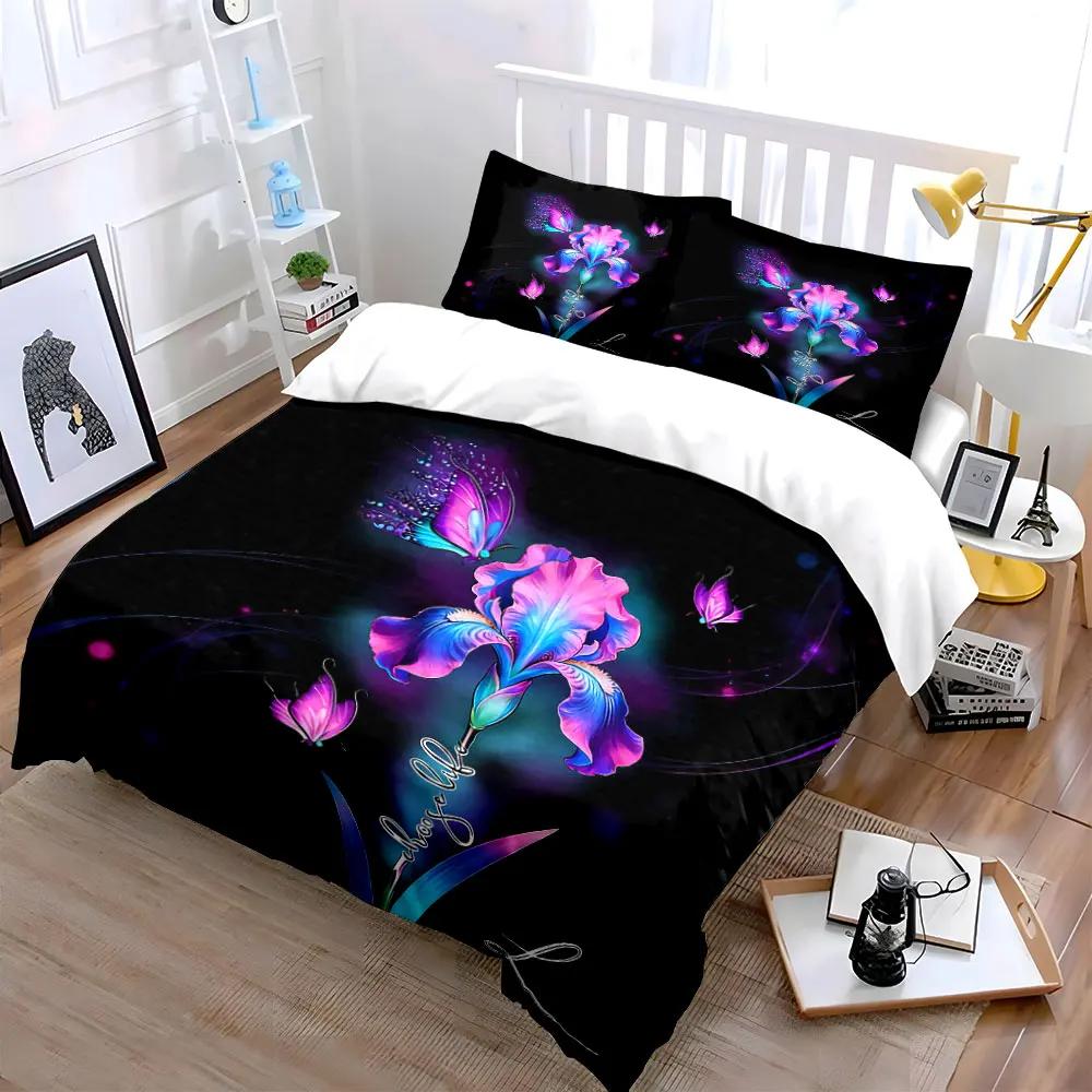 "Floral Butterfly Art Set Decoration" Soft Comfortable Duvet Cover Bedding Set Included 1*Duvet Cover & 2*Pillowcases gift