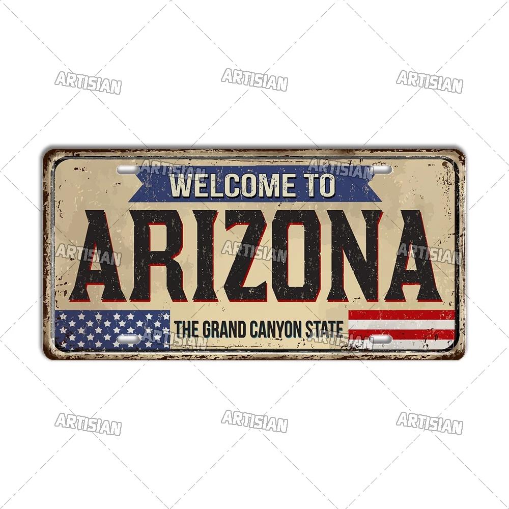 Artisian USA - Καλώς ήρθατε στην Πόλη Διακοσμητική Πινακίδα Κυκλοφορίας | Μεταλλική Πινακίδα από Κασσίτερο για Τοίχο, Γκαράζ, Μπαρ - Σχέδιο Ορόσημο