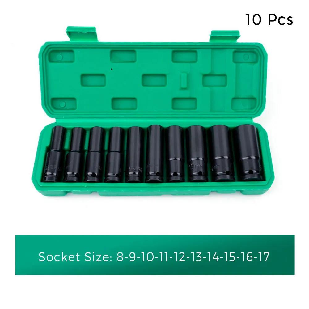 

High Quality Long Extended Hex Impact Socket Set for Electric/Air Impact Wrenches Automotive Mechanical Repair Specialized Tools коричневий
