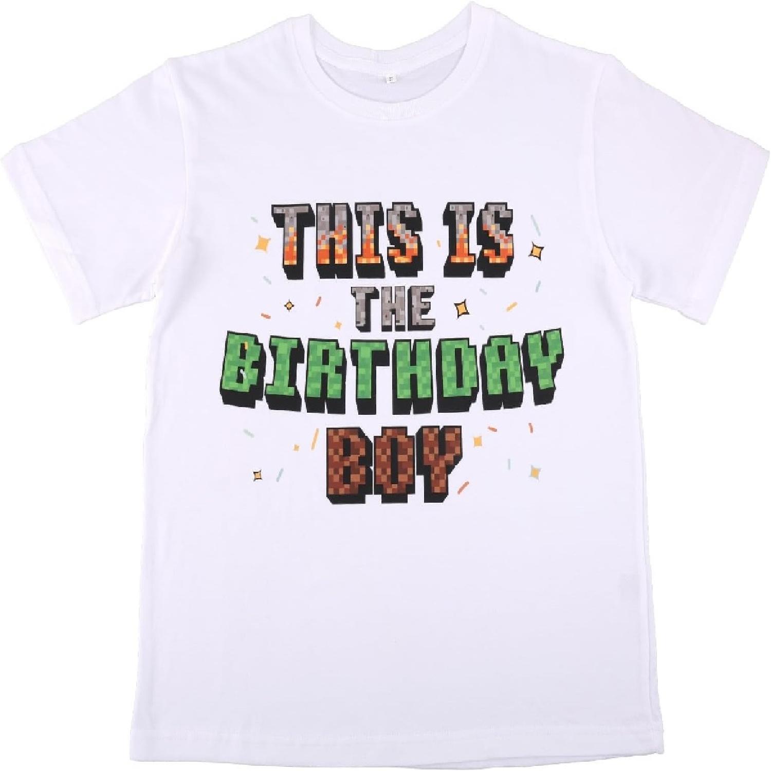

SAVITA This is The Birthday Boy T-Shirt, White Cotton Gamer Theme Birthday T-Shirt for Kids Youth (S_6-8Y) XXXXXL білий
